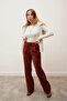 High Waist Retro Corded Fabric Corduroy Tile Pants - 4