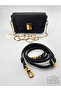 Black Gold Metal Buckle and Chain Strap Crossbody Shoulder Bag - 2