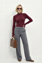 Women's Stand Collar Finger Insert Detail Bodysuit - 4
