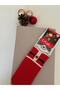Christmas Themed Cat Pattern Red Colored Adult Socks - 3
