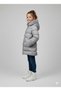 Girl's Puffer Jacket Furry Gray Pearlescent Sparkling Removable Hooded Zippers Gray - 5