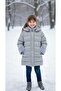 Girl's Puffer Jacket Coat Grey Color Fur Removable Hooded Inside Wool - 2