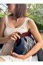 Patchwork, Chain-Strap Bag with Wooden Clasp, Clutch Bag, Hand Bag, Arm Bag, Shoulder Bag - 2