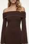Women's Brown Carmen Collar Stylish Evening Dress - 4