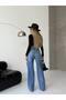 TREND SPECIAL DESIGN CUT DETAIL WIDE LEG WASHED EFFECT PALAZZO DENIM JEAN TROUSERS - 5