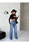 TREND SPECIAL DESIGN CUT DETAIL WIDE LEG WASHED EFFECT PALAZZO DENIM JEAN TROUSERS - 7
