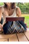 Patchwork, Chain-Strap Bag with Wooden Clasp, Clutch Bag, Hand Bag, Arm Bag, Shoulder Bag - 6