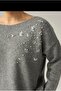 Women's Boat Neck Shoulder Stone Detailed Premium Sweater - 2