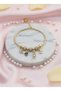 316L Tarnish-Free Steel Adjustable Zircon Stone Gold Color Evil Eye Beaded Charm Bracelet - 2