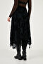 Regular Fit Asymmetrical Floral Textured Zippered Midi Length Skirt Skirt 59137182 - 6