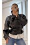 New Season Mock Neck Buttoned Tie-Detail Leather Trench Coat for Women - 2