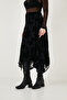Regular Fit Asymmetrical Floral Textured Zippered Midi Length Skirt Skirt 59137182 - 4