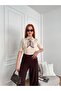 Polo Neck Scarf Detail Short Sleeve Slim Fit Knit Bluse - 2