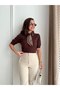 Polo Neck Scarf Detail Short Sleeve Slim Fit Knit Bluse - 2