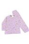 Lila Flower Patterned 100% Cotton Twill Fabric Girls' Pajama Set - 4