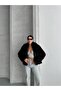 Women's Black Collared Zippered Soft Textured Premium Fur