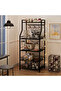 5-Tier Kitchen Storage Shelf, Standing Bakers Rack, 2 Large Wire Basket - 6