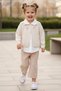 My Little One's Bow Detail Knitwear Cardigan Girl's 3-Piece Set - Cream - 2