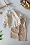 My Little One's Bow Detail Knitwear Cardigan Girl's 3-Piece Set - Cream