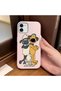iPhone 11 Compatible Pink Leather Textured Silicone Protects Camera Shock-Absorbing Case Cartoon