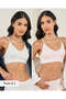 Women Assorted Printed Pointelle Padded V-Neck Comfort Bra (Pack Of 2)