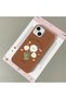 iPhone 15 Compatible Brown Leather Textured Silicone Protects Camera Shock-Absorbing Case Flower - 3
