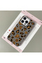 iPhone 14 Pro Compatible Gray Leather Textured Silicone Protects Camera Shock Absorbing Case Leopard - 2