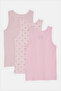 Girls Pink Solid And Print Vest Set (Pack of 3) - 3