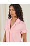 Women Pink Plain Short Sleeve Nightshirt - 8
