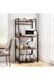 5-Tier Kitchen Storage Shelf, Standing Bakers Rack, 1 Large Wire Basket