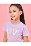 Girls Lilac Love Placement Print T-Shirt - 4