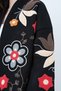 Black Embossed Floral Embroidered Oversize Jacket Vs01554 - 6
