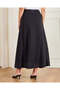 Women Black Knitted Flared Skirt With Belt - 3