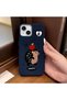 iPhone 15 Compatible Blue Leather Textured Silicone Protects Camera Shock-Absorbing Case Hedgehog