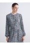 Crew Neck Floral Pleated Dress - 3