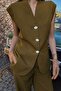 Women's Khaki Double Pocket Buttoned Vest Vs00680 - 2