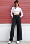 High Waist Elastic Waist Striped Palazzo Pants - 4