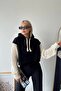 Black Hooded Mesh Sleeve Lace-Up Crop Sweatshirt Vs00939