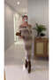 Periya Beige Madonna Collar Patterned Dress - 3