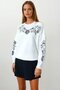 Ecru Floral Embroidered Crew Neck Knitwear Sweater Vs00862