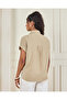 Women Beige Textured Button Front Collared Shirt - 3