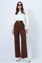 Brown Elastic Waist Button Closure Double Pocket Trousers Vs01456 - 2