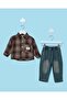 Infant Boys Brown And White Checkered Set (3 Piece) - 2