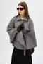 Black Shirt Collar Belted Poncho Women's Coat 3099A