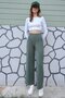 High Waist Elastic Waist Striped Palazzo Pants - 4