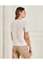 Women Beige Crew Neck Top With Lace - 3