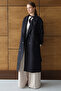 Women's Black Button Closure Belted Suede Textured Lined Trench Coat Vs01431 - 2