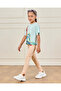 Girls Beige Placement Leggings - 6