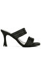 Women Black Quilted Straps Spool Heeled Sandals - 2