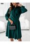 Women's Judge V-Neck Long Sleeve Side Buckle Mini Crepe Dress - 4